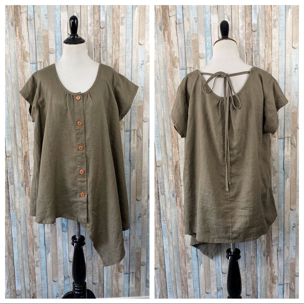 Design Todays M Lagenlook Linen Asymmetric Tunic